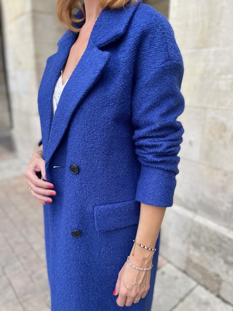 Abel long manteau laine bleu