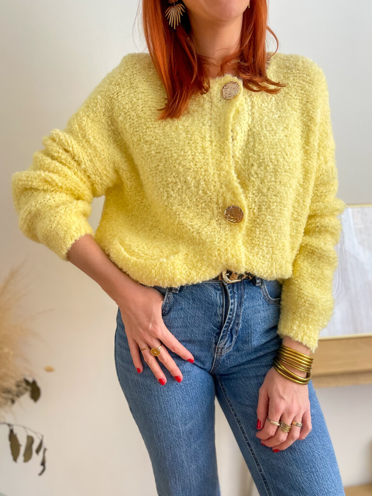 Charli gilet gros boutons jaune