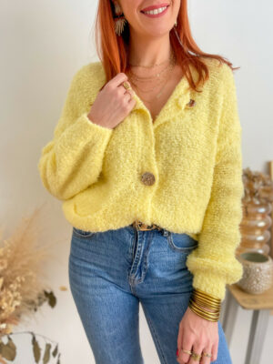 Charli gilet gros boutons jaune