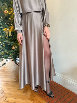 Satine jupe fendue taupe