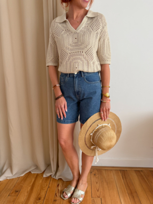 Billi polo crochet beige