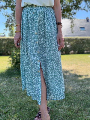 Ella jupe verte fleurie
