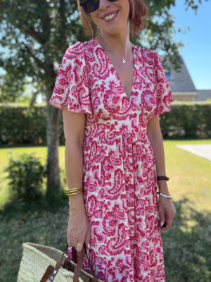 Olivia robe longue fuchsia