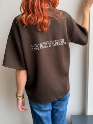 Crazy girl tee shirt choco