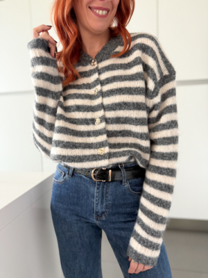 Coco gilet rayé gris