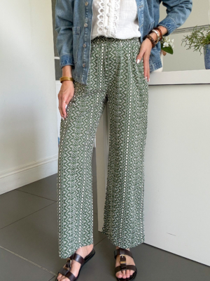 Marcel pantalon imprimé vert