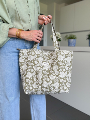 Sac cabas baroque kaki