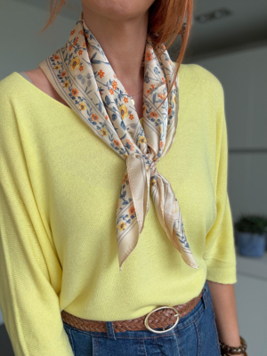 Foulard fleurs orange