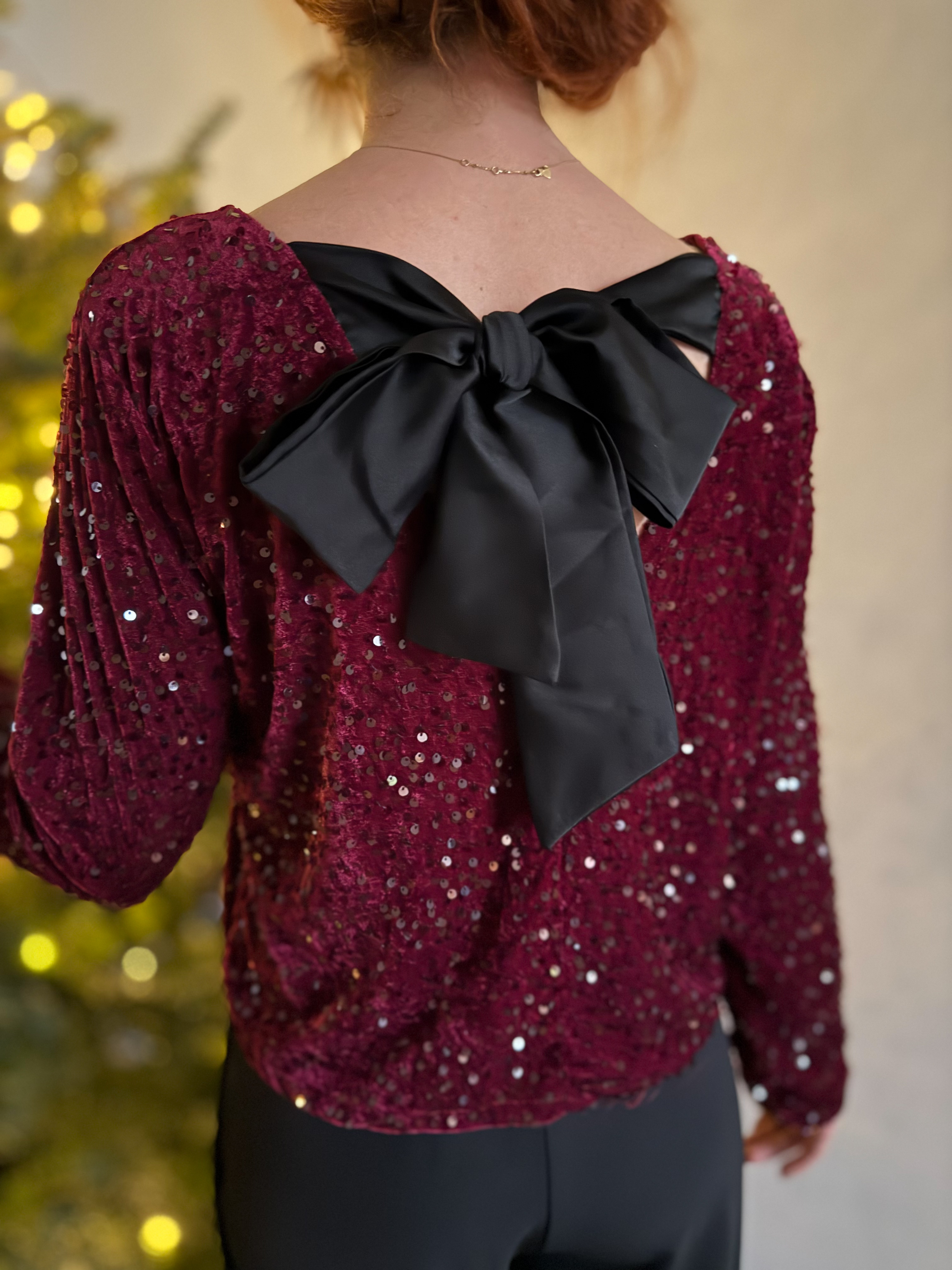 Fred haut velours sequins bordeaux