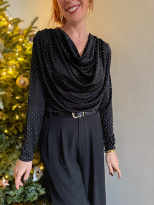 Shine blouse scintillante noire