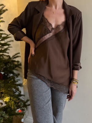 Fila débardeur dentelle choco