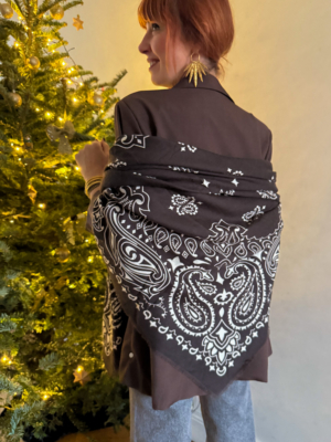 Grande écharpe carré bandana choco