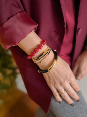 Ensemble de 3 bracelets bordeaux