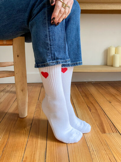 Mel chaussettes blanches coeurs