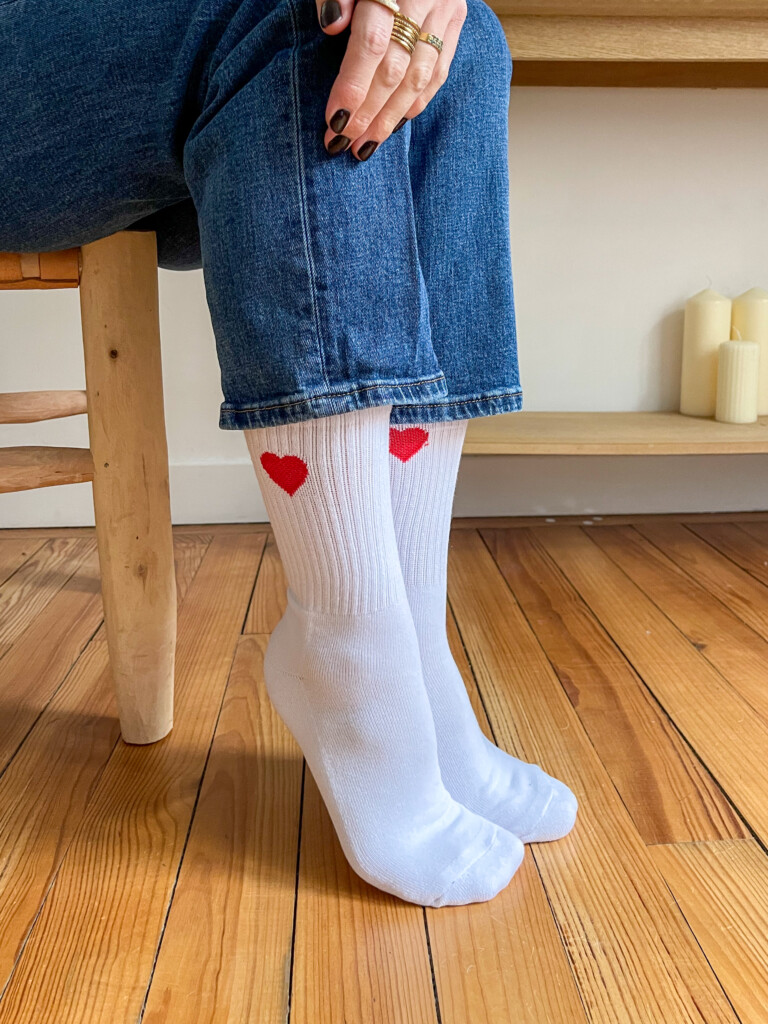 Mel chaussettes blanches coeurs