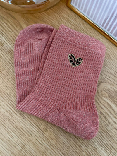 Chaussettes coeur léo saumon