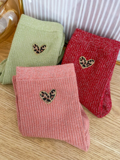 Chaussettes coeur léo bordeaux