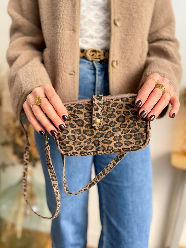 Petit sac daim léopard