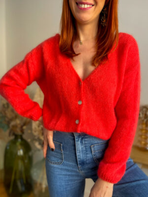 Suzy gilet mohair corail