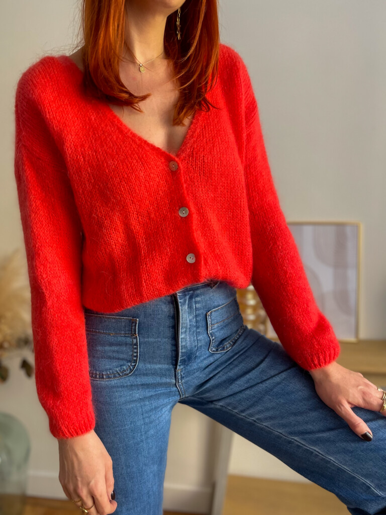 Suzy gilet mohair corail