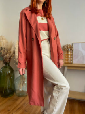 Lou long trench terracotta