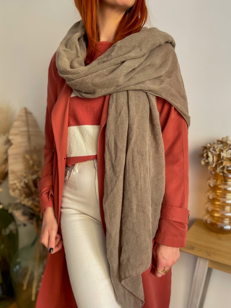 Mao écharpe laine taupe