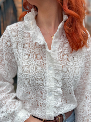 Luna chemise ajourée blanche