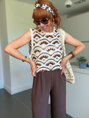Roma top crochet choco et écru
