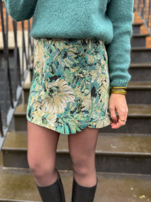 Flore jupe jacquard vert