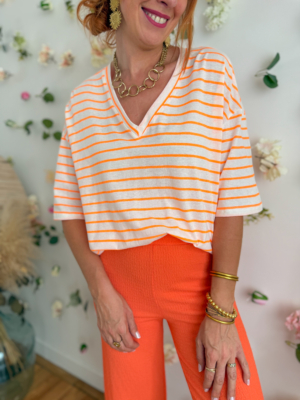 Louna marinière orange fluo