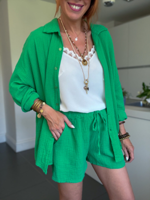 Steph chemise gaze de coton verte
