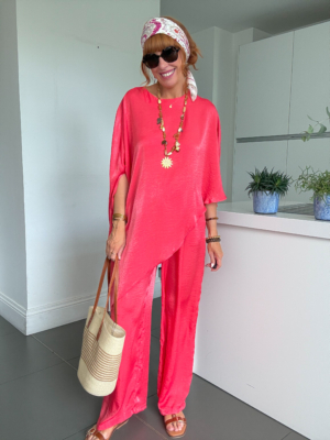 Camille cape satinée corail