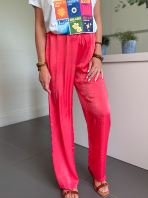 Camille pantalon satiné corail