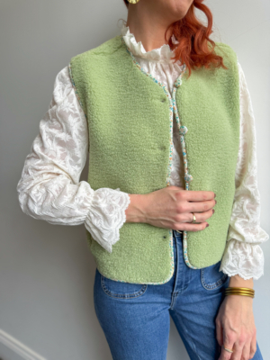 Isaure gilet sherpa vert