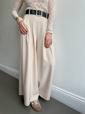 Alan pantalon fluide beige + ceinture