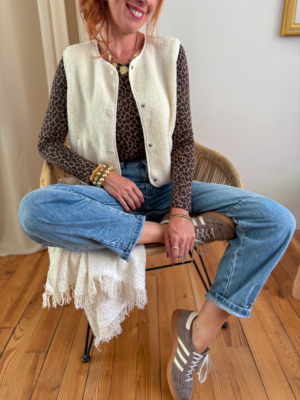 Gilly gilet bouclettes écru