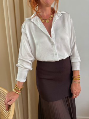 Maria chemise satinée blanche