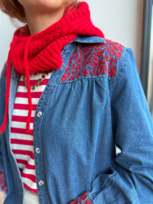 Cagoule maille rouge