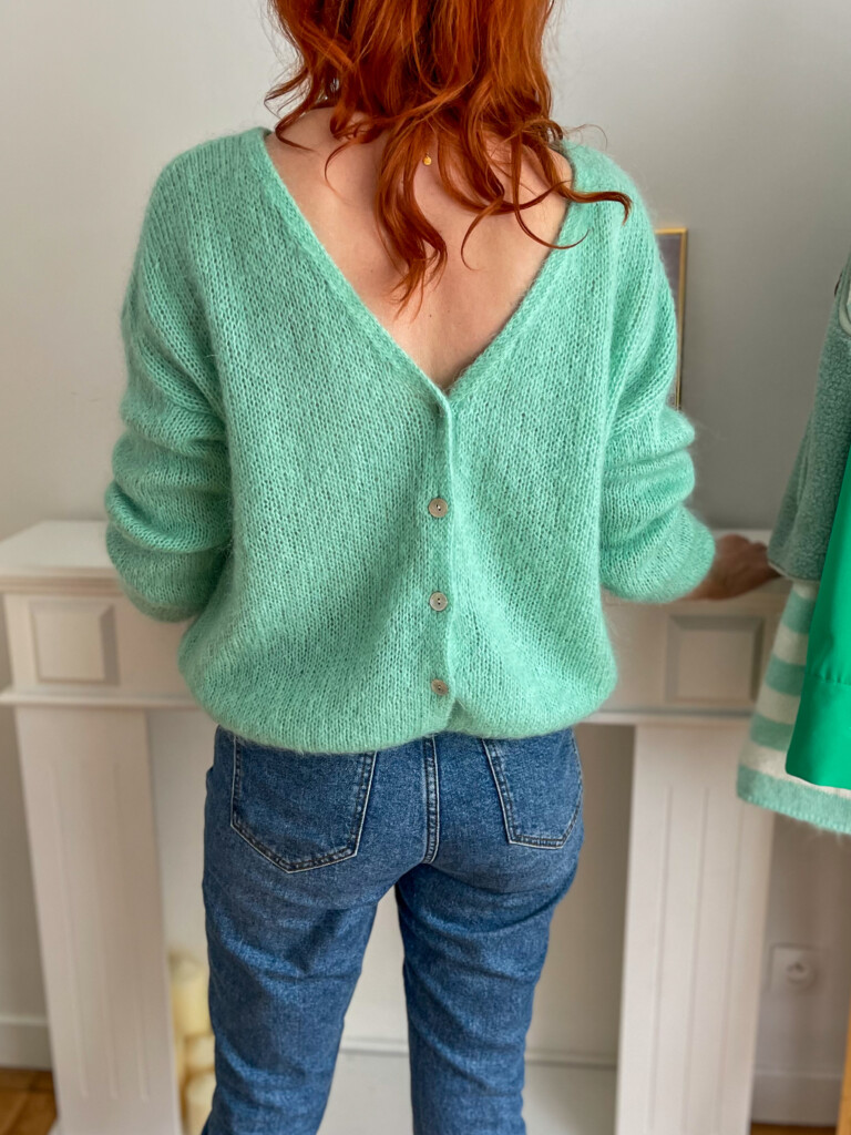 Suzy gilet mohair vert amande Justine
