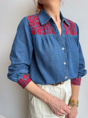 Scarlett chemise denim broderie