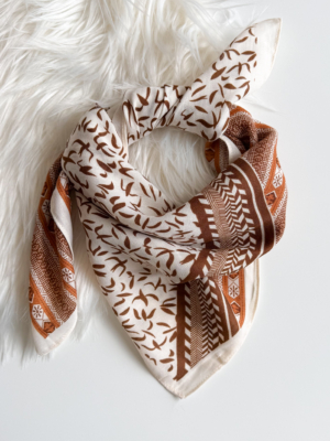 Foulard carré imprimé camel
