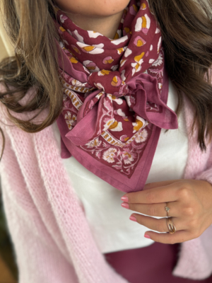 Grand foulard création ROSA léopard et bordeaux