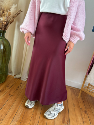 Cybille jupe satinée bordeaux