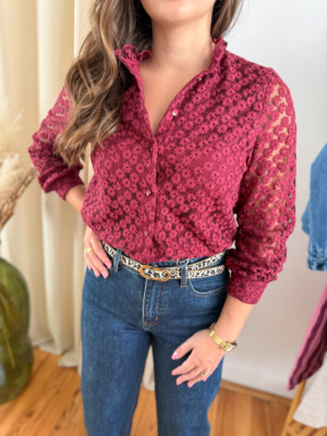 Alice blouse broderie bordeaux