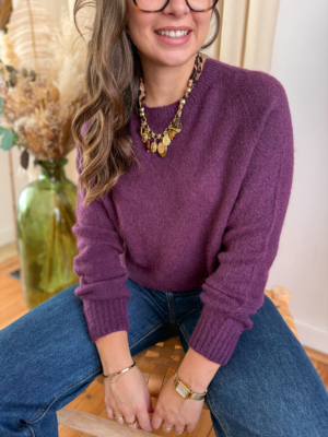 Léandre pull alpaga aubergine