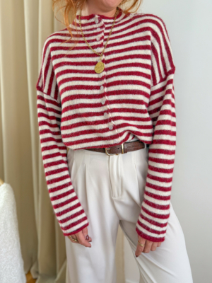 Octave gilet rayé bordeaux
