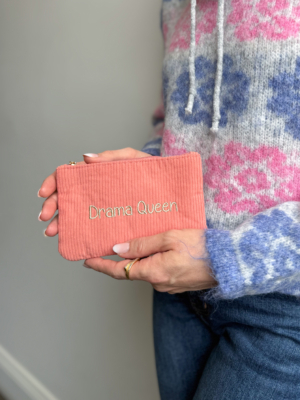 Pochette velours DRAMA rose