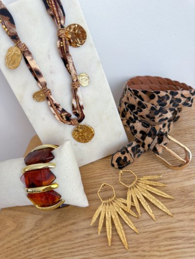 Palme boucles d'oreilles acier doré – Image 3