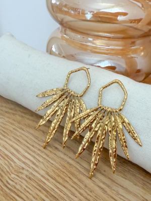 Palme boucles d'oreilles acier doré