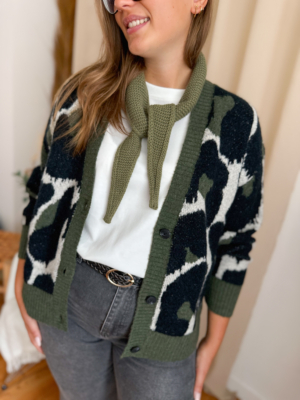 Léonie cardigan imprimé kaki